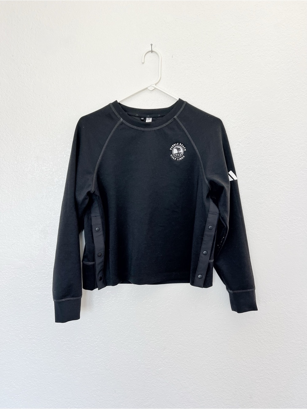 Pebble Beach Logo Adidas Black Top Snap-Side Sweatshirt Golf Beyond The Course